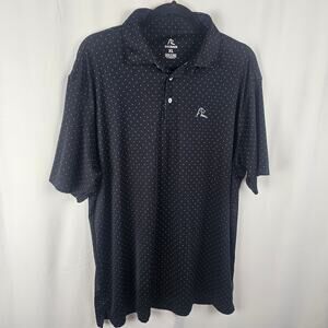 Rhoback Mens XL Golf Polo Navy Micro Dot Performance Stretch Shirt Preppy Casual